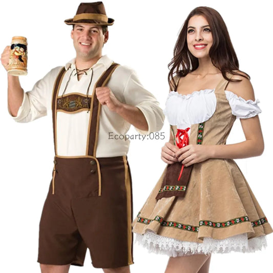 Männliche Frau Oktoberfest Kostüm Traditionelles Paar Deutsches Bayerisches Bier Outfit Cosplay Halloween Karneval Festival Party Kleidung