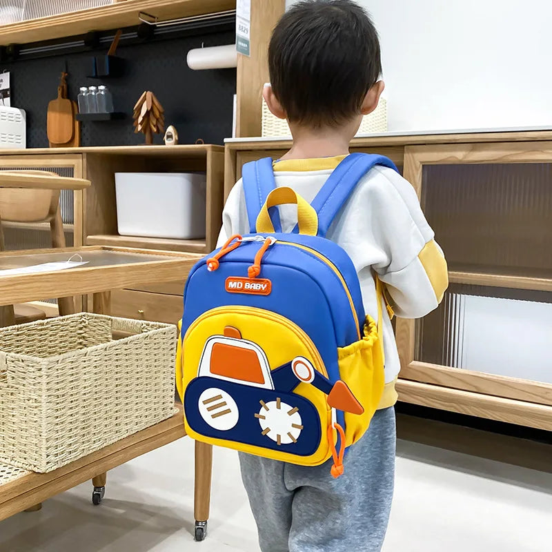 Kids Backpack for Boys Girls Toddler School Kindergarten Cute Construction Truck Car Design Trendy Casual Backpack