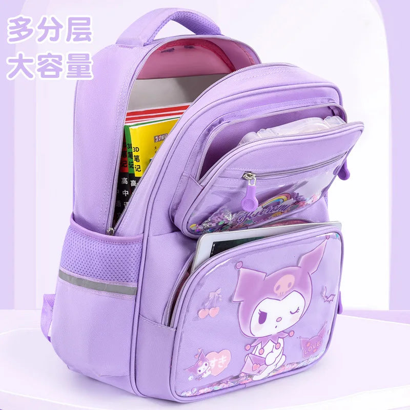 Kids Cute Backpack Big School Bags Students Large Capacity Lightweight Girls Children Kuromi Sanrio Melody Kawaii Cinnamoroll