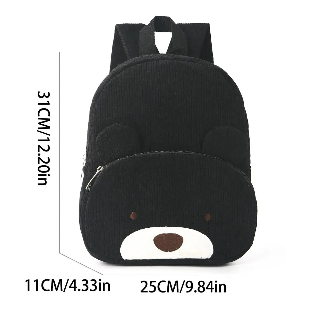 Customized Name Toddler Backpack - Cartoon Bear Corduroy Bag with Large Capacity, Embroidered Name Plush Backpack for Kids