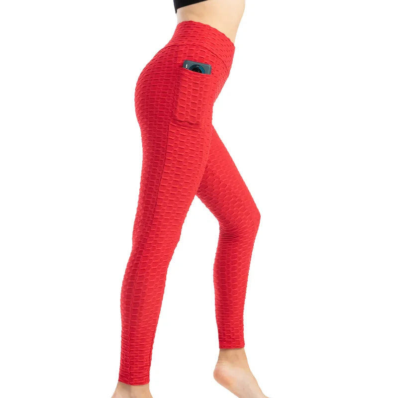 Frauen Mode Tasche Blase Hosen Stretchy Schlank Leggings Gym Laufen Radfahren Fitness Hosen Hohe Taille Hip Lift Leggings Weibliche