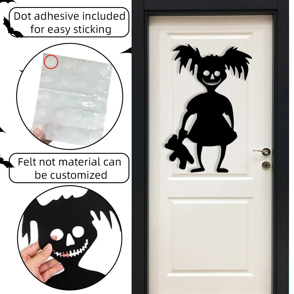 Halloween Dekoration Zimmertür Aufkleber Fenster Dekor Skelett Hand Kürbis DIY Teufel Hexenhut Glas Fenster Aufkleber Geist