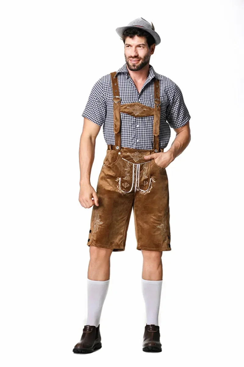 Mann Karneval Oktoberfest Kostüm Top Halfter Lederhosen Hut Bayerischer Barkeeper Halloween Cosplay Phantasie Partykleid