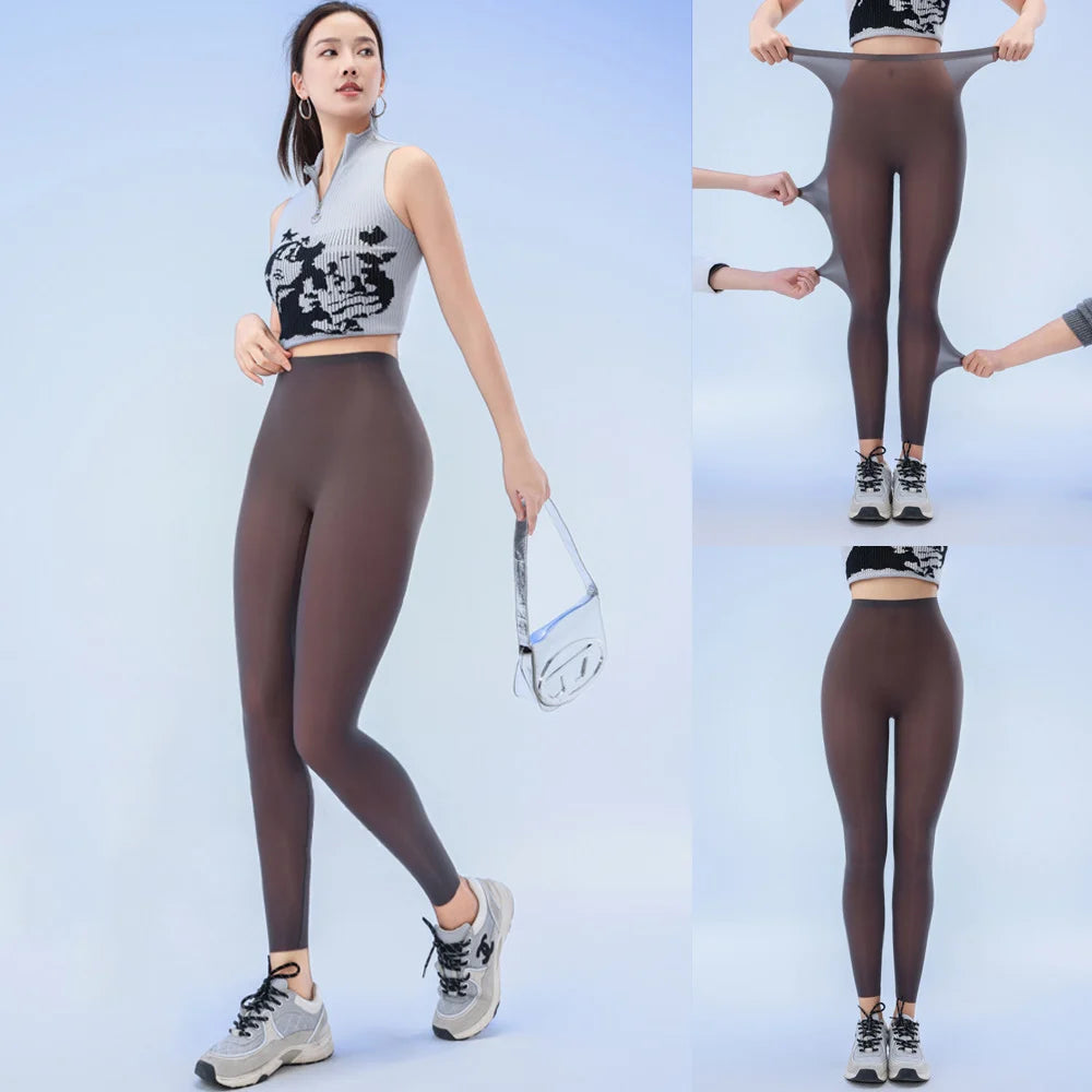BIVIGAOS Sommer-Leggings mit ultradünner Haut und Sonnenschutz für Damen, hochelastisch, transparent, Gesichtsmaske, Unterwäsche, eng anliegend, sexy Sport-Leggings