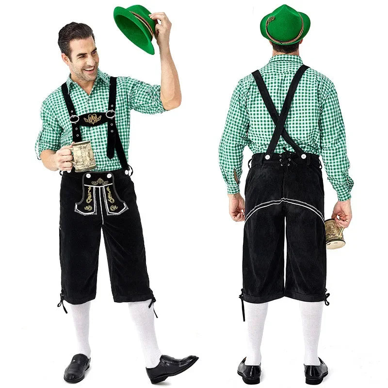 Männer Bayerisches Bier Männliches Hemd Strampler Shorts Set Cosplay Kostüm Deutsches Oktoberfest Kostüme Halloween Festival Party Outfit