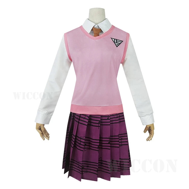 Anime Dangaronpa Kaede Akamatsu Cosplay Kostum Tank Top Kurzer Rock Faltenrock JK Schuluniform Halloween Party Set