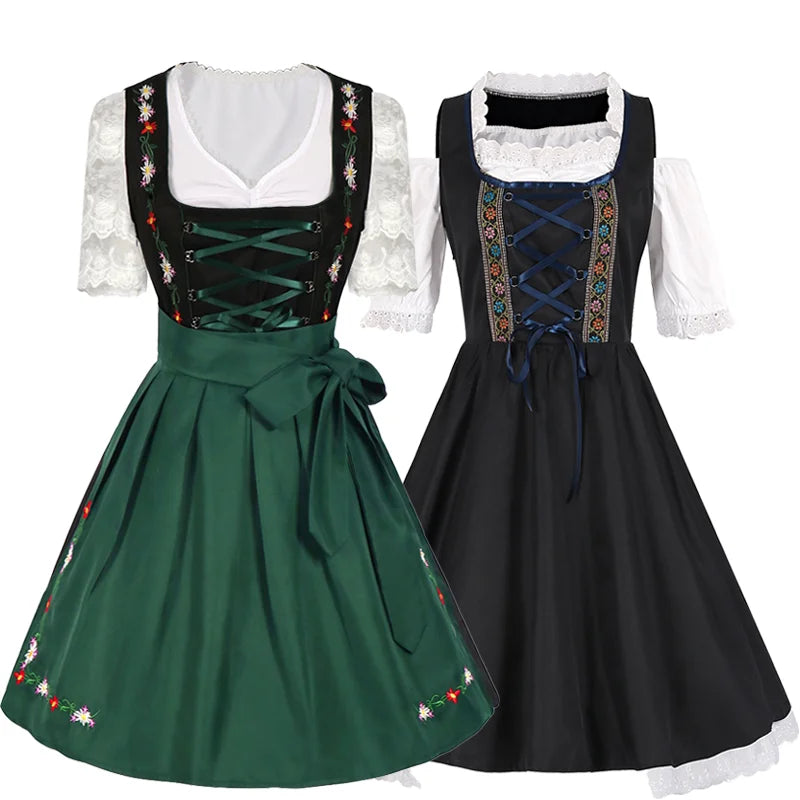 Deutsches Oktoberfest Dirndl Dienstmädchenkleid Bayerisches Traditionelles Biermädchen Outfits Leistung Halloween Karneval Cosplay Kostüm
