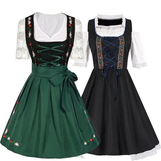 Deutsches Oktoberfest Dirndl Dienstmädchenkleid Bayerisches Traditionelles Biermädchen Outfits Leistung Halloween Karneval Cosplay Kostüm