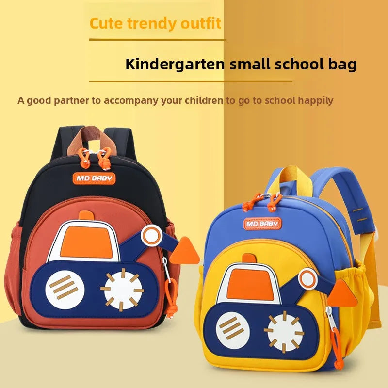 Kids Backpack for Boys Girls Toddler School Kindergarten Cute Construction Truck Car Design Trendy Casual Backpack