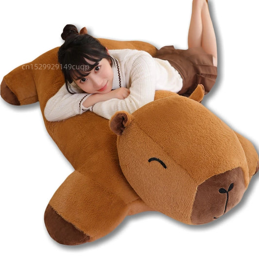 Riesige Kawaii Capybara Plüschpuppe Bodenmatte Hochwertiger Tierbrauner Capybara Plüschteppich Wohndekor Geschenk für Jungen und Mädchen