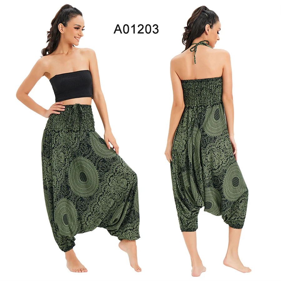 Bohemian Hosen Frauen Pantalones Mujer Hippie Hohe Taille Rayon Harem Baggy Boho Yoga Strand Tragen Gießen Femme Calca Feminina Gedruckt