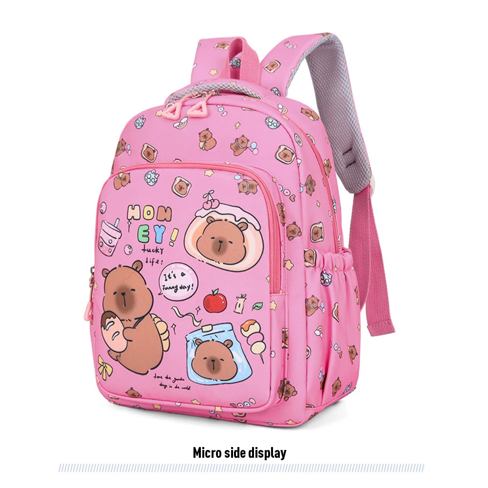 3in1 School Backpack Set Nylon Cute Bookbag Going Out Cartoon Laptop Travel Bag Breathable Back Large Capacity Cute Capybara Bag