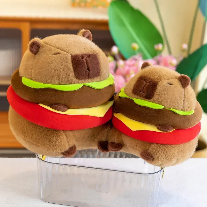 Neues süßes Hamburger Capybara-Plüschtier, Stofftier, Simulationstier, Puppe, weiches Kinderspielzeug, Geburtstagsgeschenk, Kawaii-Raumdekoration