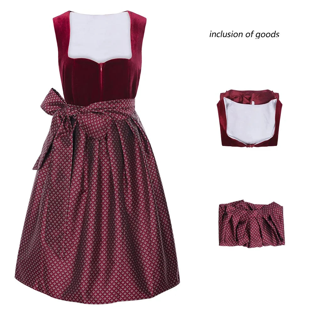 Farbe Cosplayer rot mittelalterlichen Kleid Oktoberfest Kleid Karneval Cosplay Kostüm Bier Festival dreiteiligen Anzug Frauen Kleidung