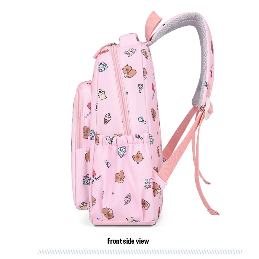 3in1 School Backpack Set Nylon Cute Bookbag Going Out Cartoon Laptop Travel Bag Breathable Back Large Capacity Cute Capybara Bag