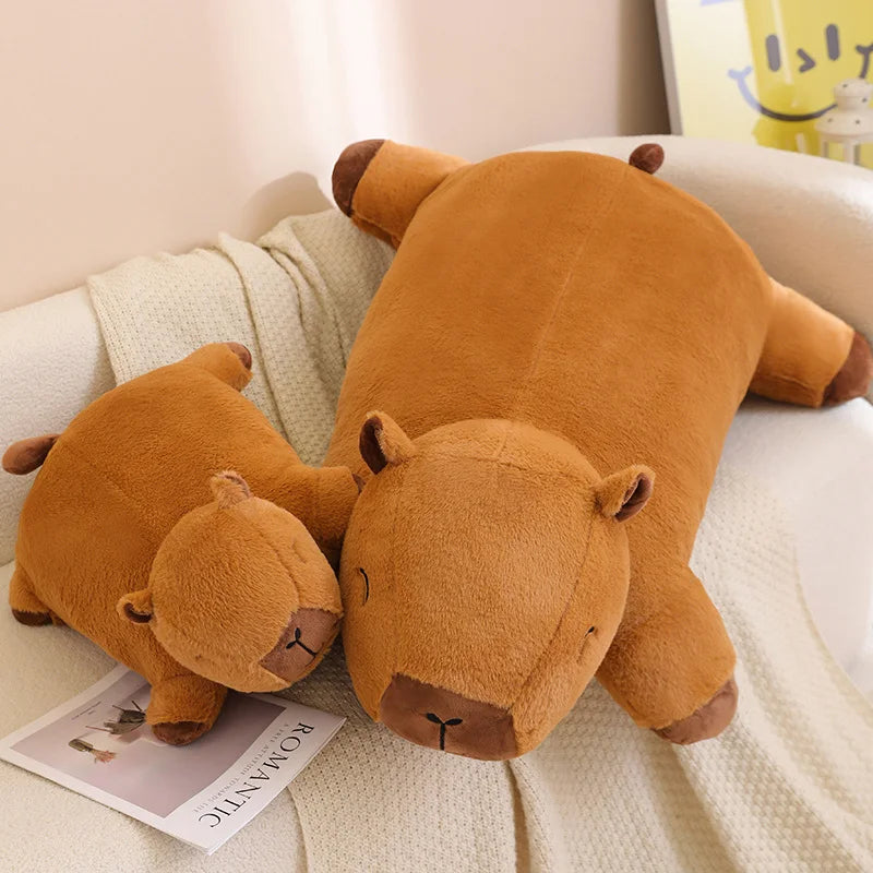 Riesige Kawaii Capybara Plüschpuppe Bodenmatte Hochwertiger Tierbrauner Capybara Plüschteppich Wohndekor Geschenk für Jungen und Mädchen