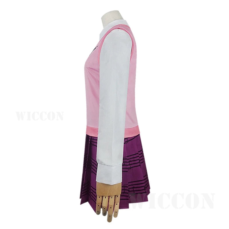 Anime Dangaronpa Kaede Akamatsu Cosplay Kostum Tank Top Kurzer Rock Faltenrock JK Schuluniform Halloween Party Set