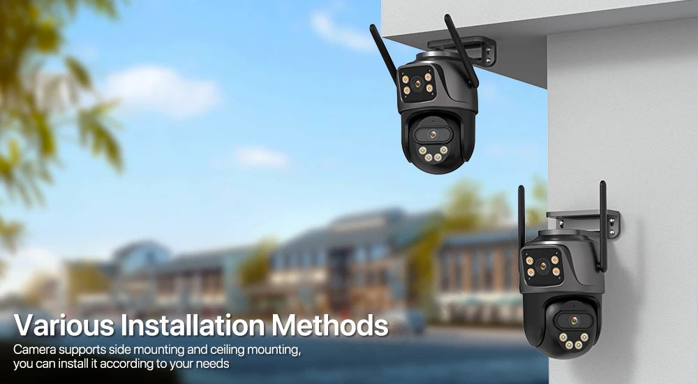 4K 8MP PTZ WIFI-Kamera Dual Lens Dual Screen IP-Kamera Outdoor 4MP HD Auto Tracking Sicherheitsschutz CCTV-Überwachung iCSee