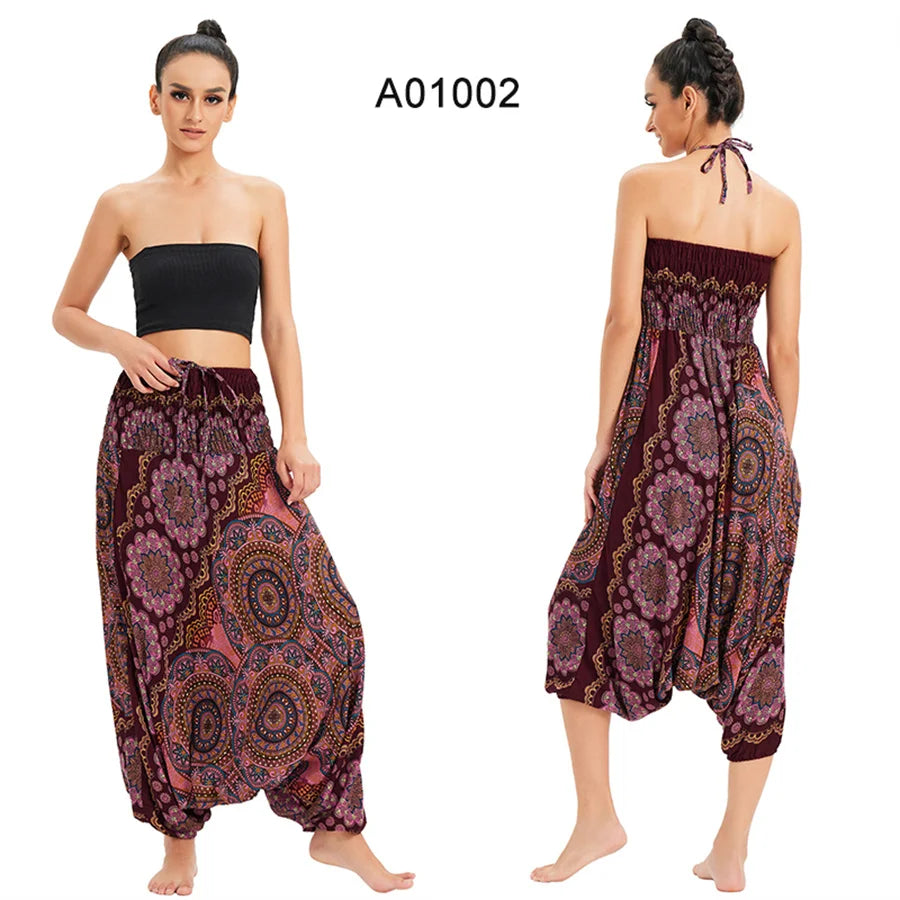 Bohemian Hosen Frauen Pantalones Mujer Hippie Hohe Taille Rayon Harem Baggy Boho Yoga Strand Tragen Gießen Femme Calca Feminina Gedruckt