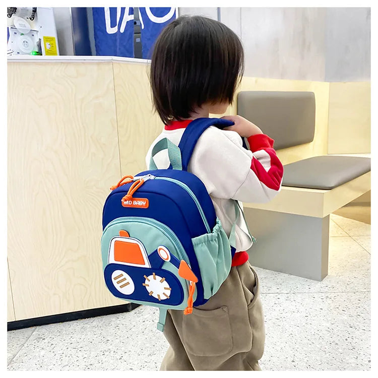 Kids Backpack for Boys Girls Toddler School Kindergarten Cute Construction Truck Car Design Trendy Casual Backpack
