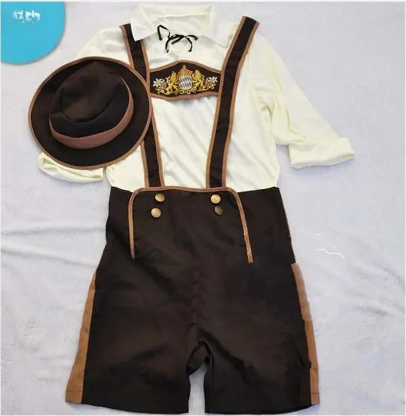 Hansel Bayerische Lederhosen Oktoberfest Kostüm für Männer Deutsches Bierfest Outfit Cos Kleidung Cos Kostüm Mann