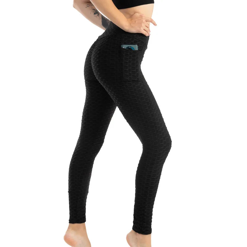 Frauen Mode Tasche Blase Hosen Stretchy Schlank Leggings Gym Laufen Radfahren Fitness Hosen Hohe Taille Hip Lift Leggings Weibliche