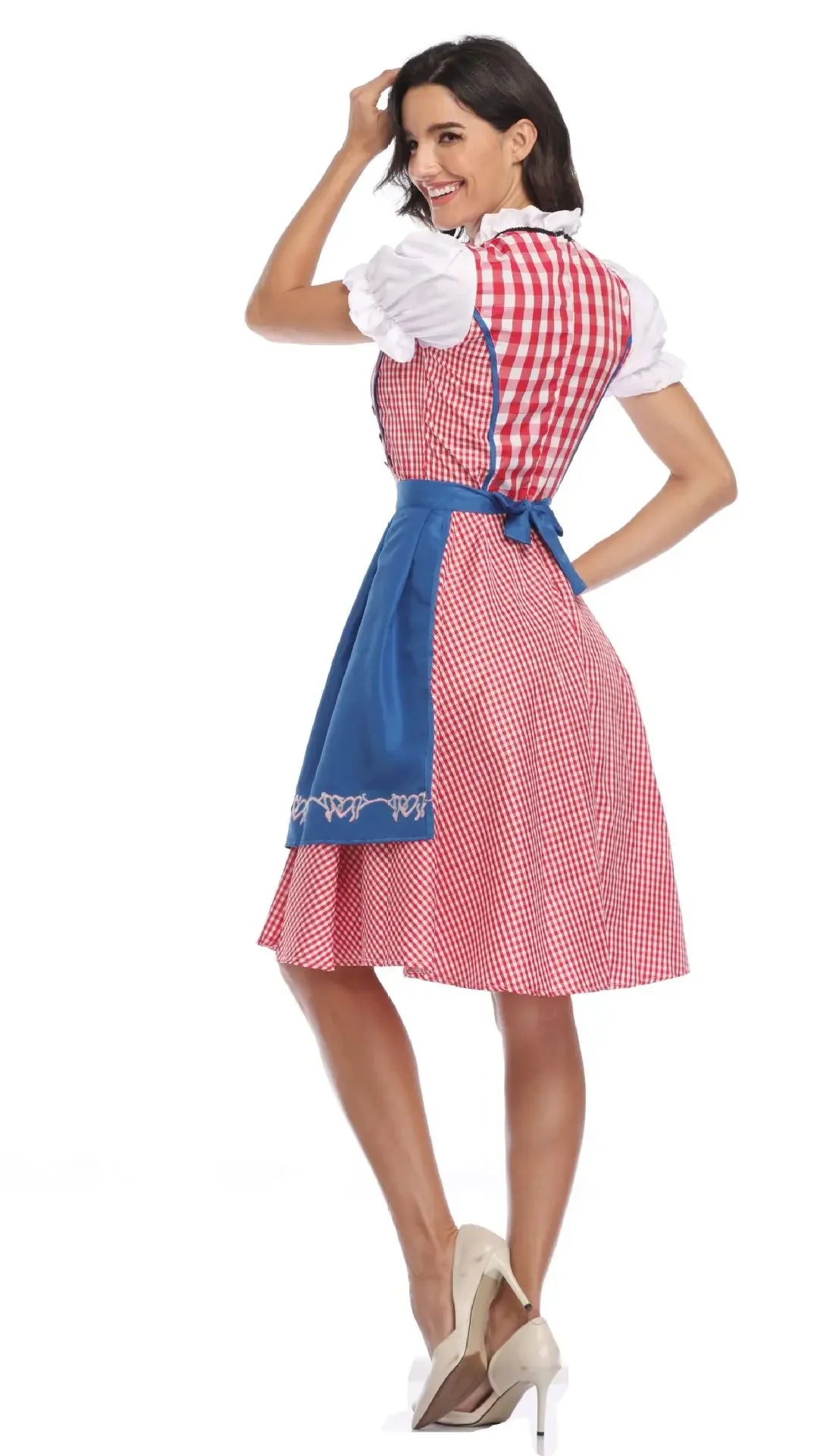 Damen Kellnerin Dienstmädchen Kleid Erwachsene Bayern Oktoberfest Kleid Bier Karneval Party Outfit Kostüm Mann Lederhosen Dirndl Outfit