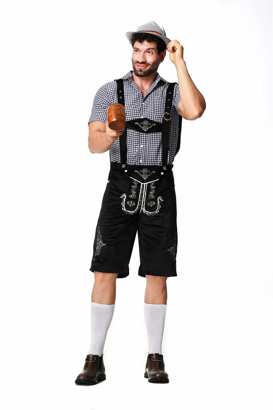 Mann Karneval Oktoberfest Kostüm Top Halfter Lederhosen Hut Bayerischer Barkeeper Halloween Cosplay Phantasie Partykleid
