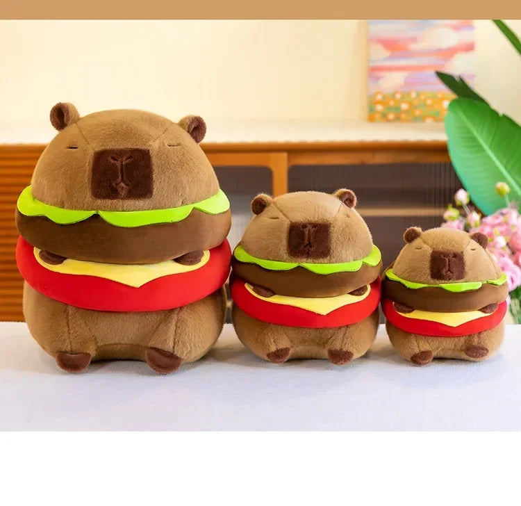 Neues süßes Hamburger Capybara-Plüschtier, Stofftier, Simulationstier, Puppe, weiches Kinderspielzeug, Geburtstagsgeschenk, Kawaii-Raumdekoration