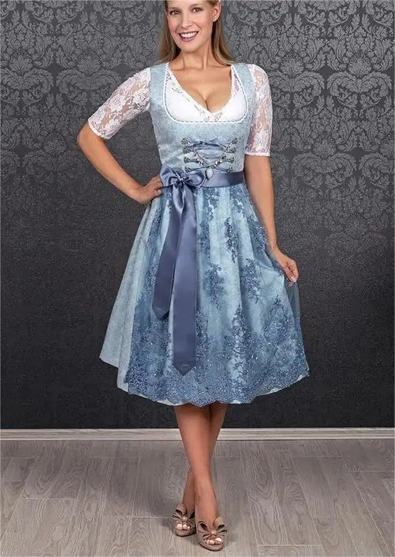 Deutsches Münchner Oktoberfest Biermädchen Dirndlkleid Bayerisches Traditionelles Karnevalsparty Wirtshaus Dirndl Kellnerin Cosplay Kostüm