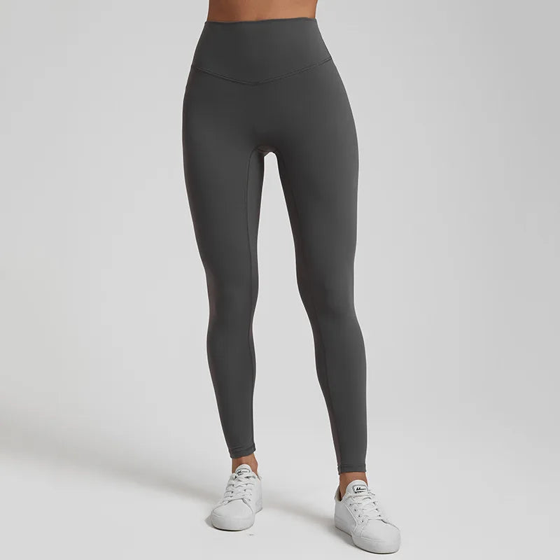 Hochfeste Kompression, einfarbig, weich, für Damen, Sporthose, enge Butter, hohe Taille, Yoga-Leggings, sportliches Fitnessstudio, umfassende Kleidung