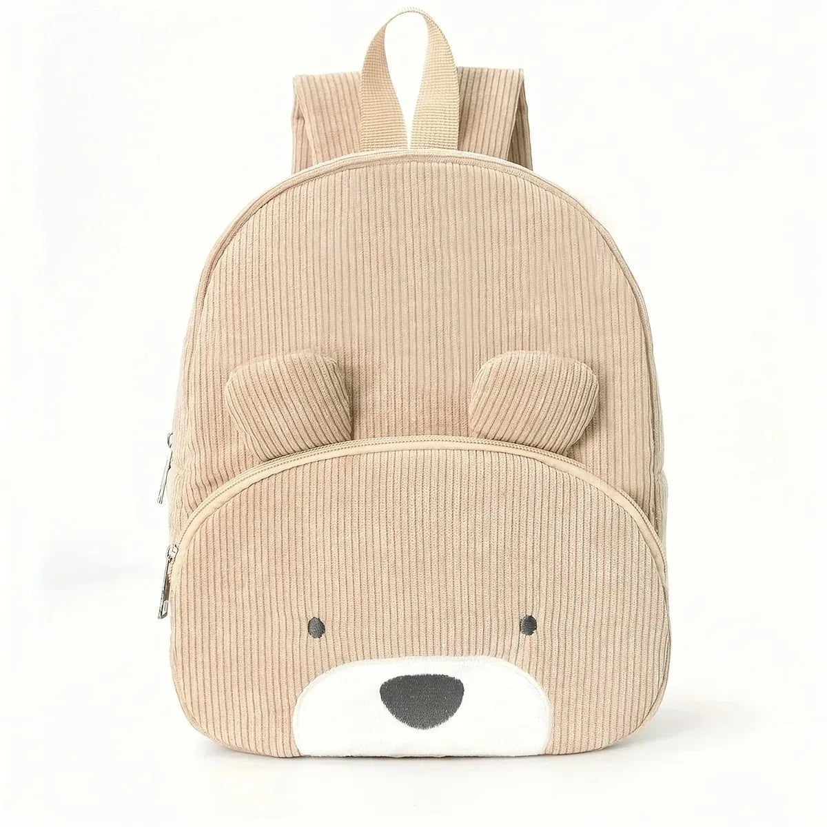 Customized Name Toddler Backpack - Cartoon Bear Corduroy Bag with Large Capacity, Embroidered Name Plush Backpack for Kids