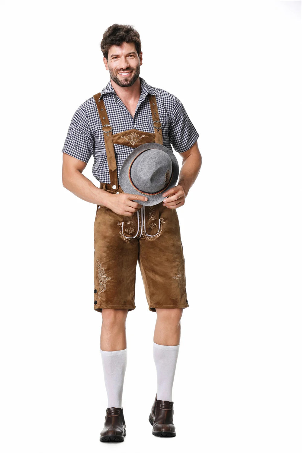 Mann Karneval Oktoberfest Kostüm Top Halfter Lederhosen Hut Bayerischer Barkeeper Halloween Cosplay Phantasie Partykleid