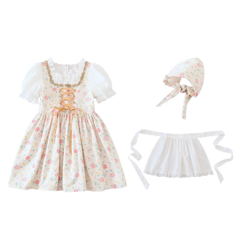NEU Münchner Oktoberfest für Mädchen Kostüm Klassisches Alpen Dirndl Kleid Cosplay Phantasie Partykleid
