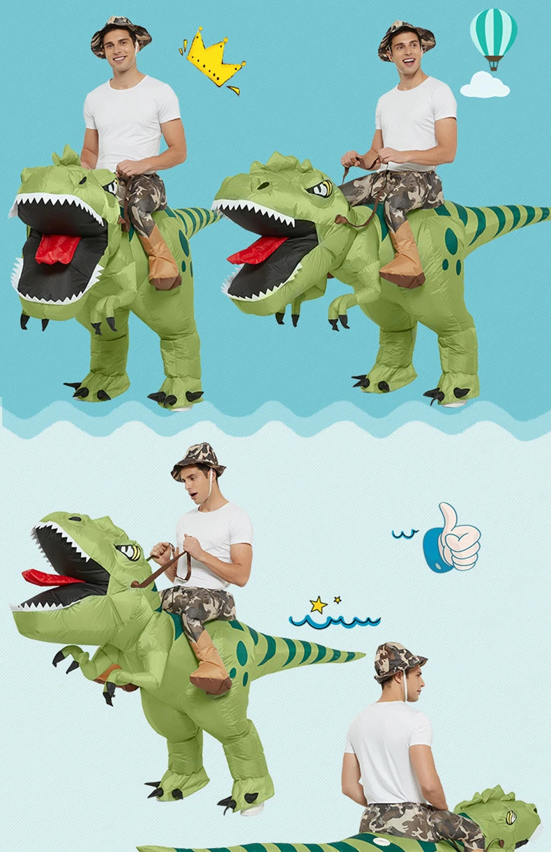Tier Cartoon Reiten T-Rex Aufblasbares Kostüm Kindergarten Kinder Dinosaurier Rollenspiel Erwachsene Kinder Jagdspiel Geburtstagsgeschenk