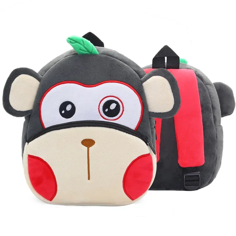 Cartoon Animal Kids Backpack Double Shoulder Plush Nursery Children Bag Customizable Printing Breathable Lightweight