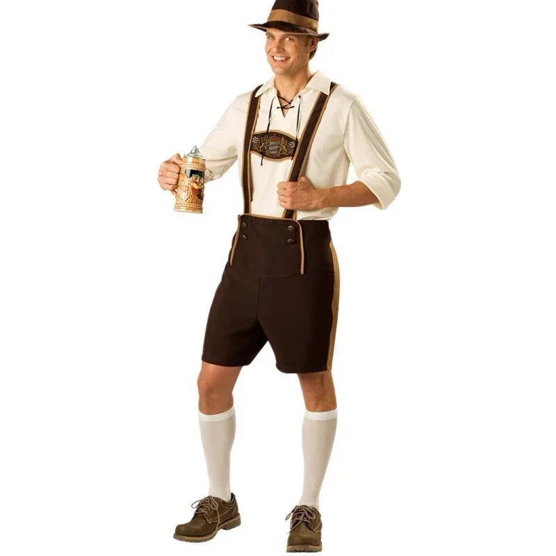 Damen Oktoberfest Kleid Kellnerin Maid Kleid Mann Dirndl Lederhosen Bier Karneval Party Outfit Kostüm