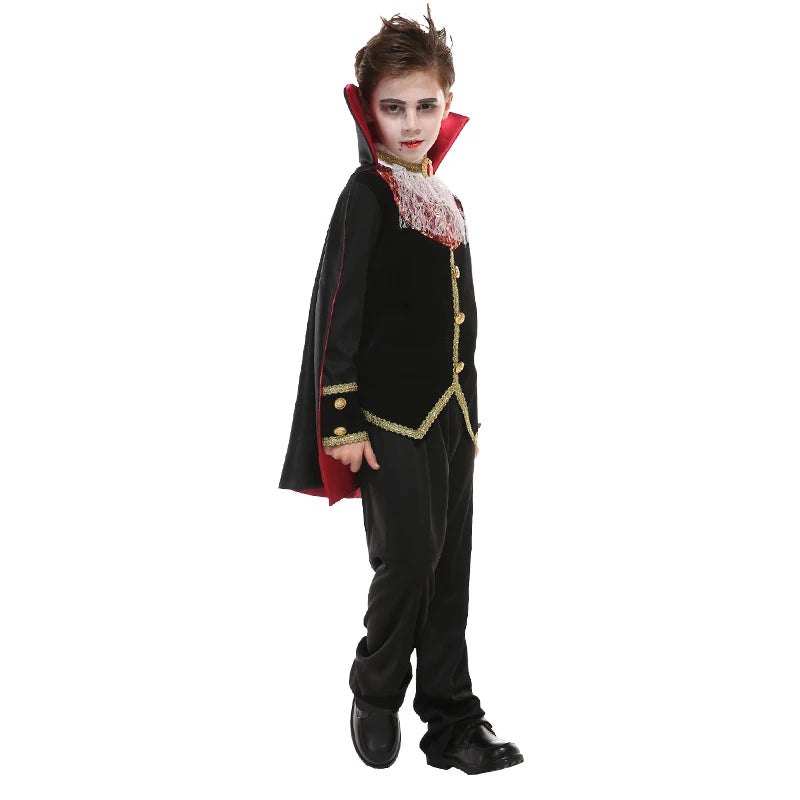 Kinder Vampir Cosplay Halloween Kostüme Jungen Fantasy Graf Dracula Gruselige Kleidung Outfits mit Vampirumhängen