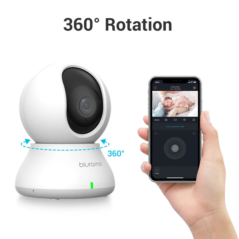 Blurams Babyphone-Kamera, 2K HD-Sicherheitskamera für Zuhause mit Bewegungserkennung und Zwei-Wege-Audio, einfache Einrichtung, klare Tag- und Nachtsicht