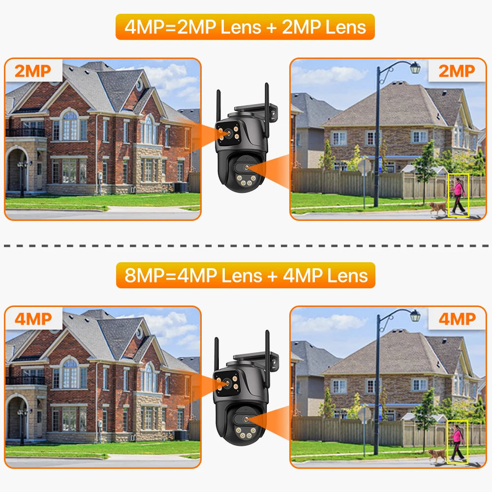 4K 8MP PTZ WIFI-Kamera Dual Lens Dual Screen IP-Kamera Outdoor 4MP HD Auto Tracking Sicherheitsschutz CCTV-Überwachung iCSee