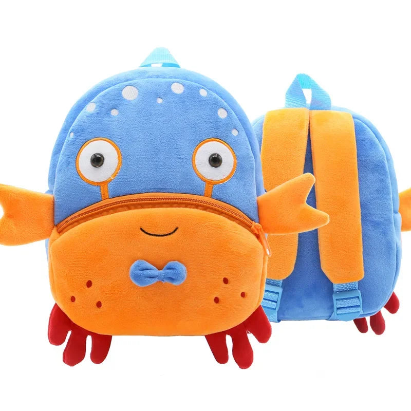 Cartoon Animal Kids Backpack Double Shoulder Plush Nursery Children Bag Customizable Printing Breathable Lightweight