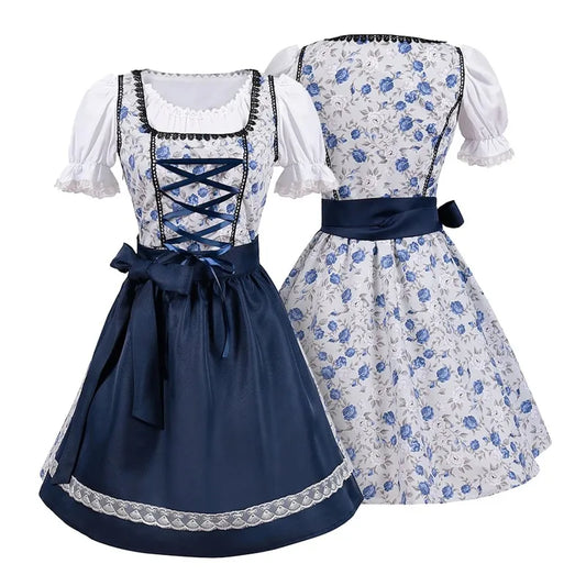 Oktoberfestkleid mit Schnürung und Schürze, traditionelle bayerische Bierkostüme, deutsche Dirndl-Partykleider