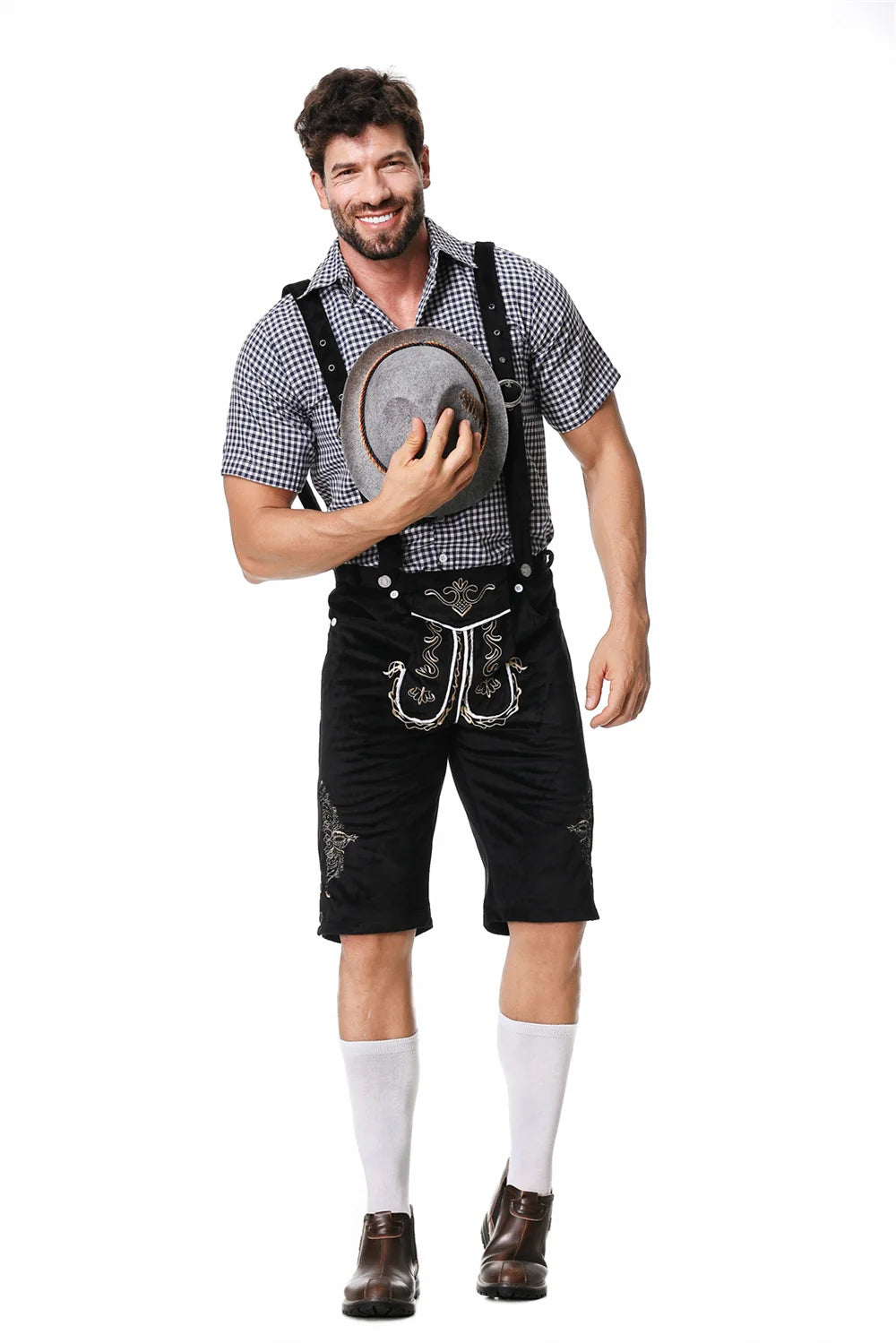 Mann Karneval Oktoberfest Kostüm Top Halfter Lederhosen Hut Bayerischer Barkeeper Halloween Cosplay Phantasie Partykleid