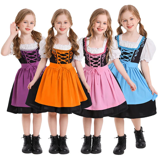Kind Deutsches Dirndlkleid Bierfest Dienstmädchenkleid Oktoberfest Mädchenkostüm Cosplay Kostüm Partykleid