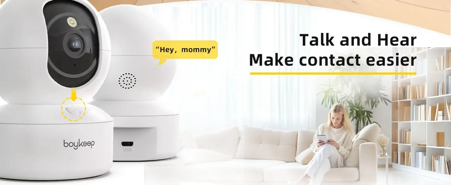 BoyKeep Smart Kamera 2K Sicherheitsschutz WLAN-Überwachung 5G/2,4 GHz Innenbereich Baby Nachtsicht 360° Schwenk- und Neigefunktion 2-Wege-Audio K30