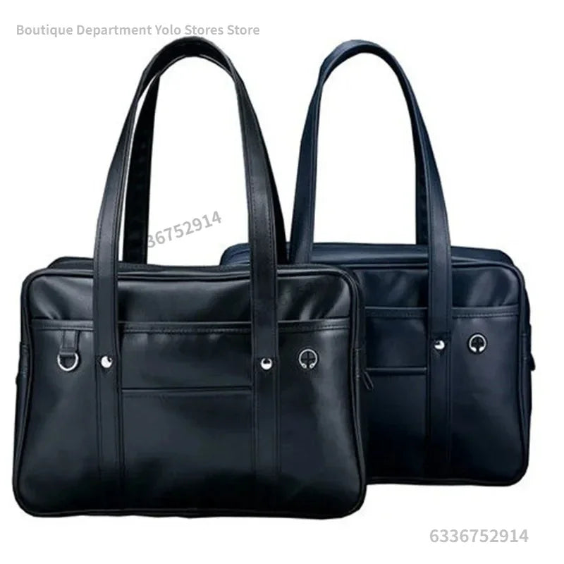 Schoolbag PU Leather Wide Application Japanese Handbag Large Capacity Waterproof