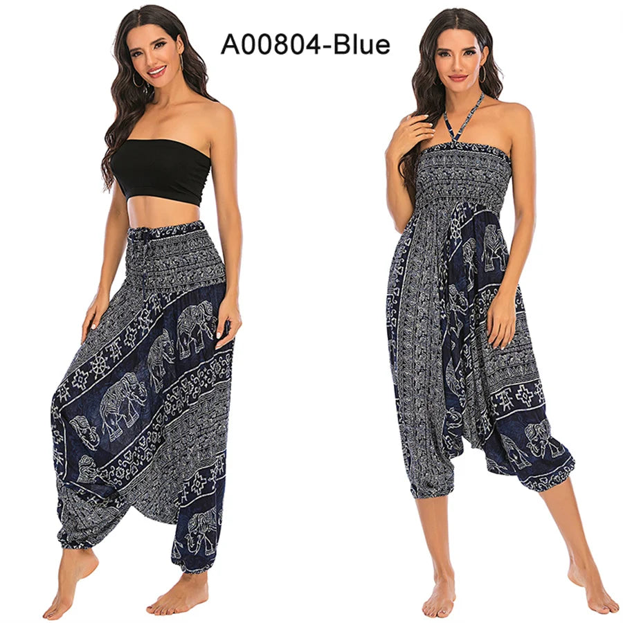 Bohemian Hosen Frauen Pantalones Mujer Hippie Hohe Taille Rayon Harem Baggy Boho Yoga Strand Tragen Gießen Femme Calca Feminina Gedruckt