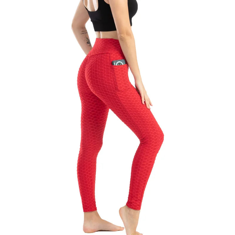 Frauen Mode Tasche Blase Hosen Stretchy Schlank Leggings Gym Laufen Radfahren Fitness Hosen Hohe Taille Hip Lift Leggings Weibliche
