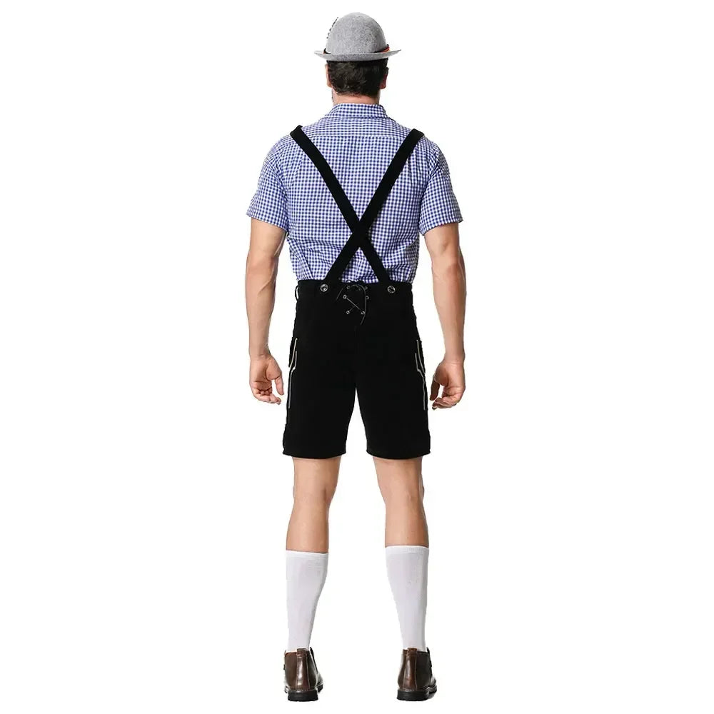 Bayerisches Oktoberfest Deutsches Bierkostüm Männliches Oktoberfest Lederhosenkostüm Bierhemd Hosenträgershorts Hut Cosplay Kostüme