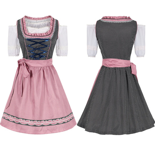 Rotes deutsches Oktoberfest-Trachtenkleid, Mädchen-Dirndlkleid, schulterfrei, Biermädchen-Kostüm, Halloween, Karneval, Cosplay, Partykleid